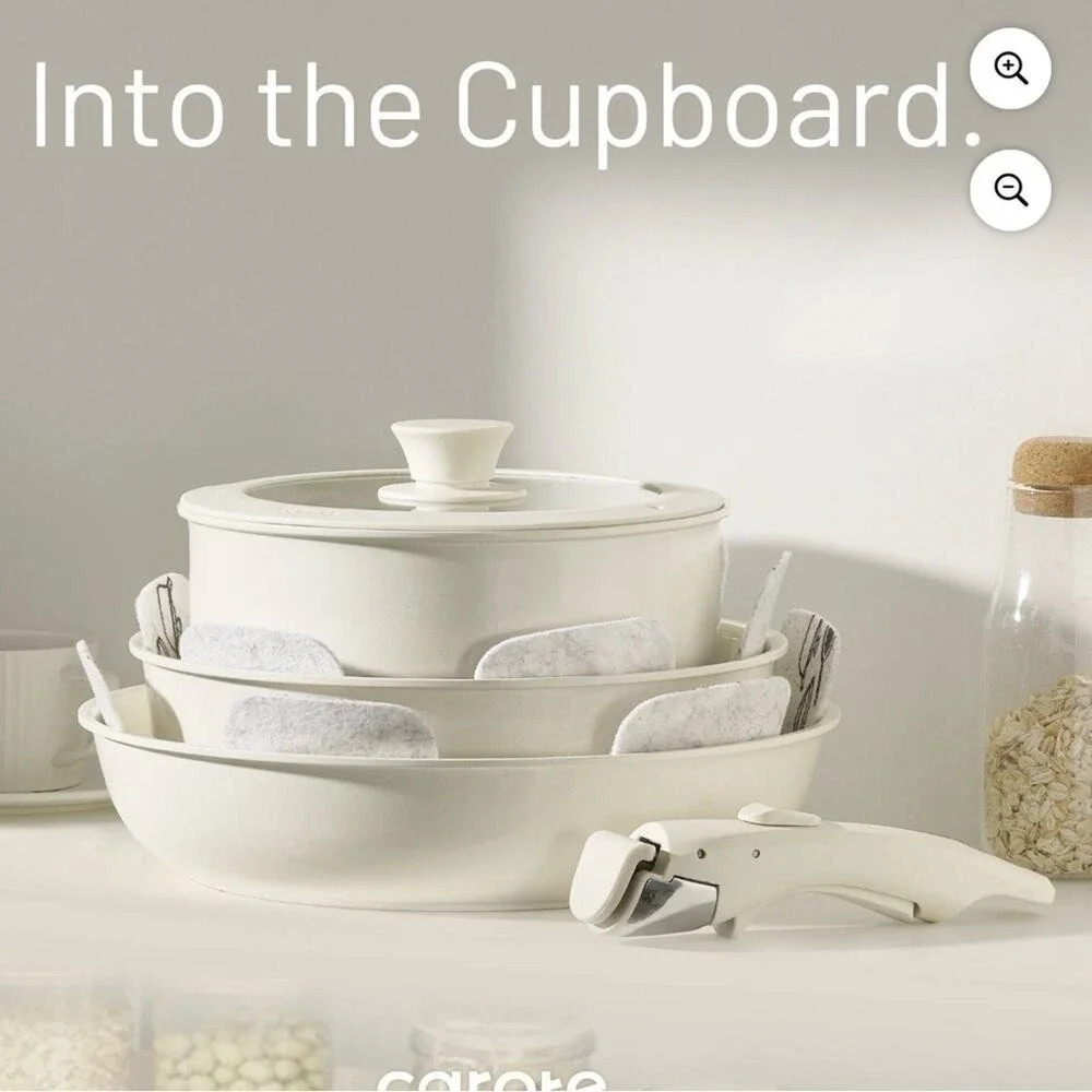 CAROTE 13-Piece  Ceramic‎ White Nonstick Pots and Pans Cookware Set